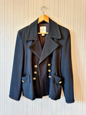 Vintage 90s Opera Black Wool Blazer - wool